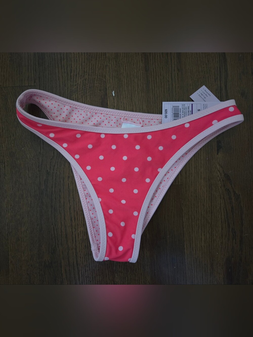 New Wild Fable Womens Small 4/6 Reversible Pink Polkadot Swim Bottoms
